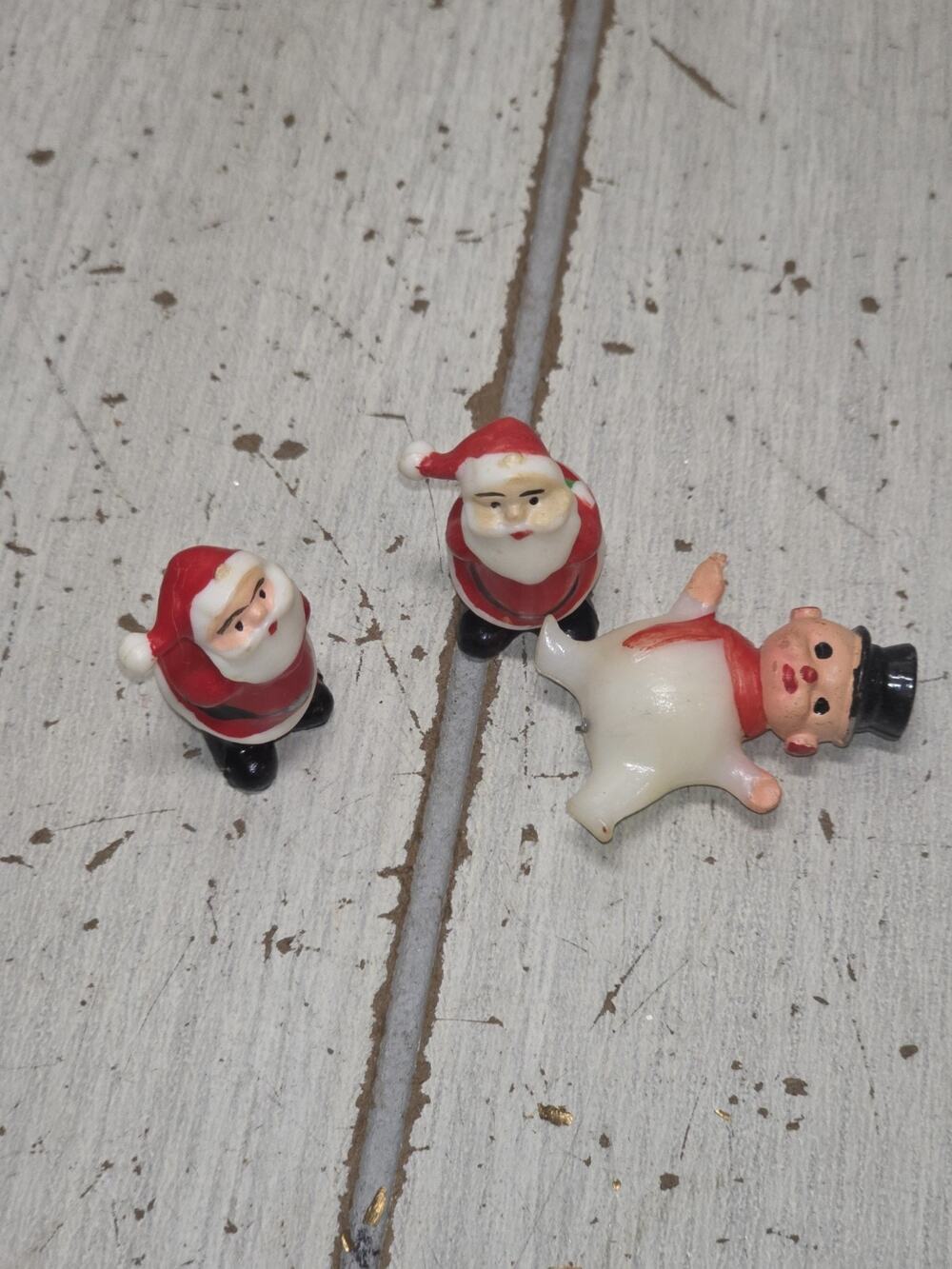 Vtg 1950s/60's Mini Christmas Santa & Dancing Snowman Baby New Year Set Of 3